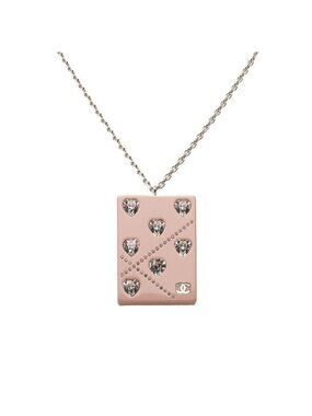 Chanel CC Logo Chain Pendant 04A Stamp Pink Silver Metal Plastic